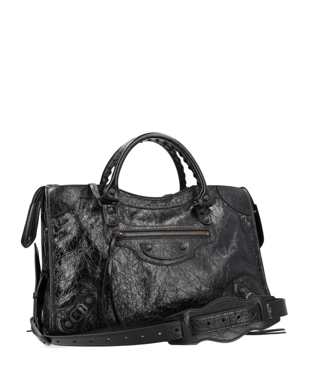 BALENCIAGA Черная кожаная сумка тоут, фото 2