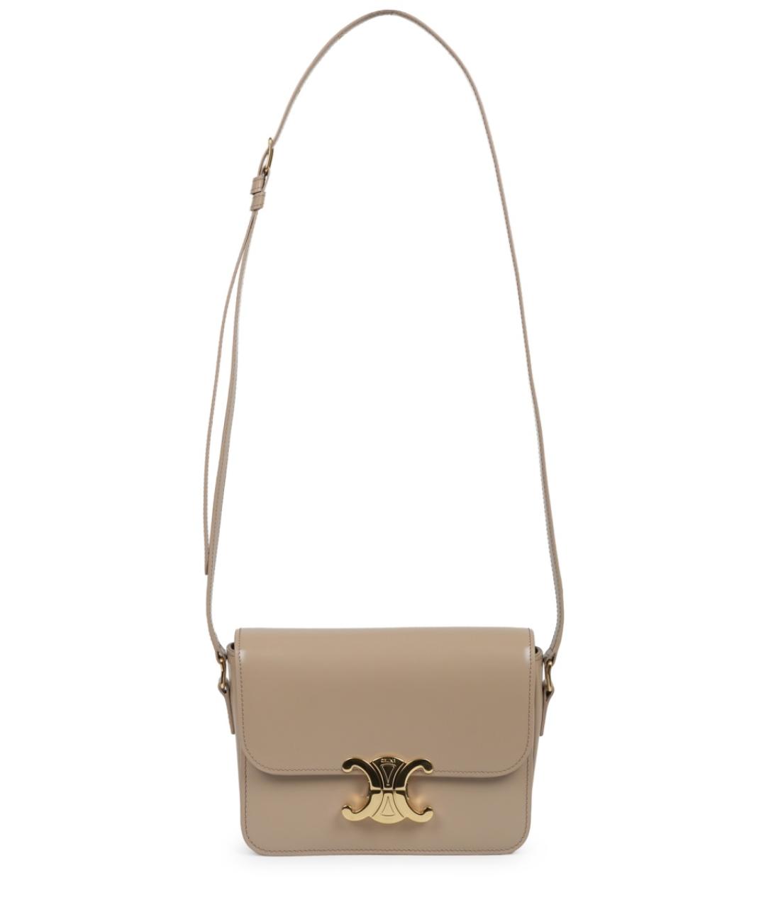 CELINE Бежевая кожаная сумка через плечо, фото 1