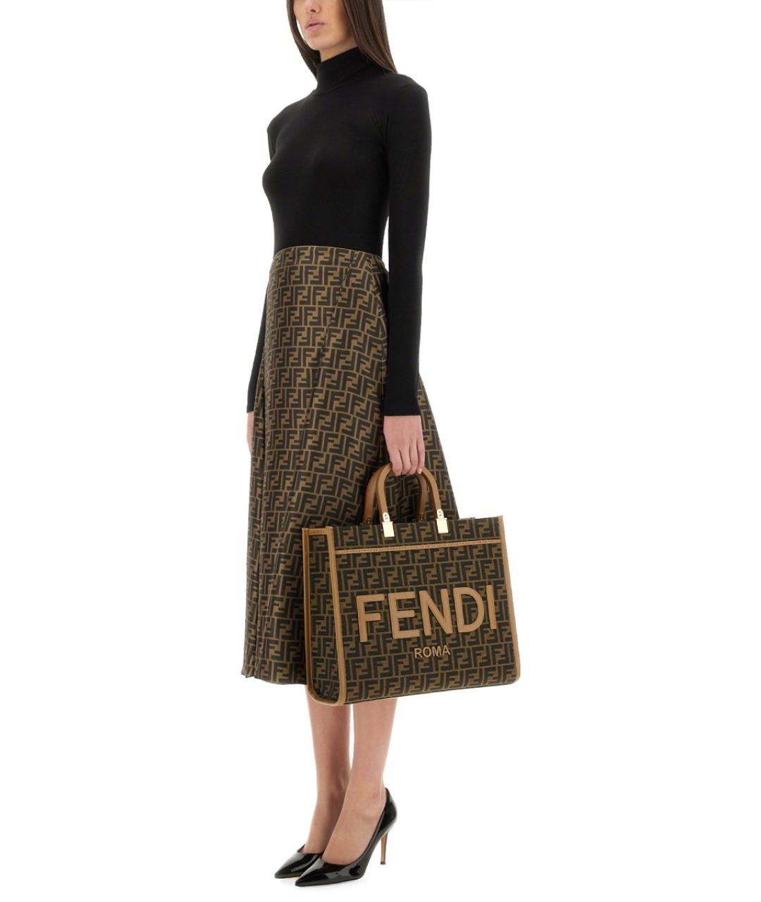 FENDI Коричневая юбка миди, фото 2