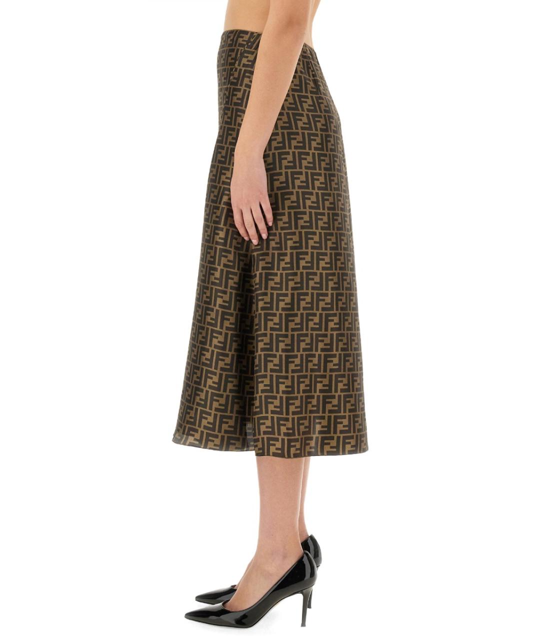 FENDI Коричневая юбка миди, фото 4