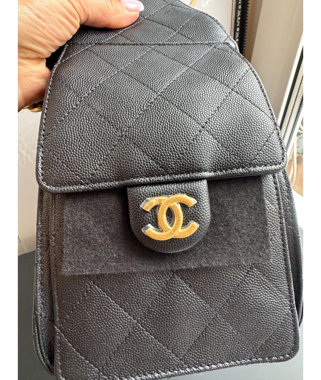 CHANEL Черная кожаная сумка через плечо, фото 6