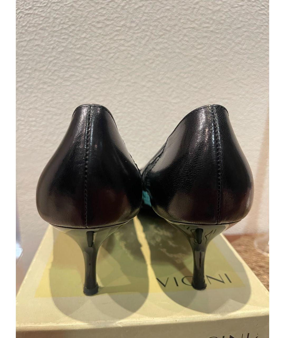 VICINI Антрацитовые замшевые лодочки на низком каблуке, фото 4