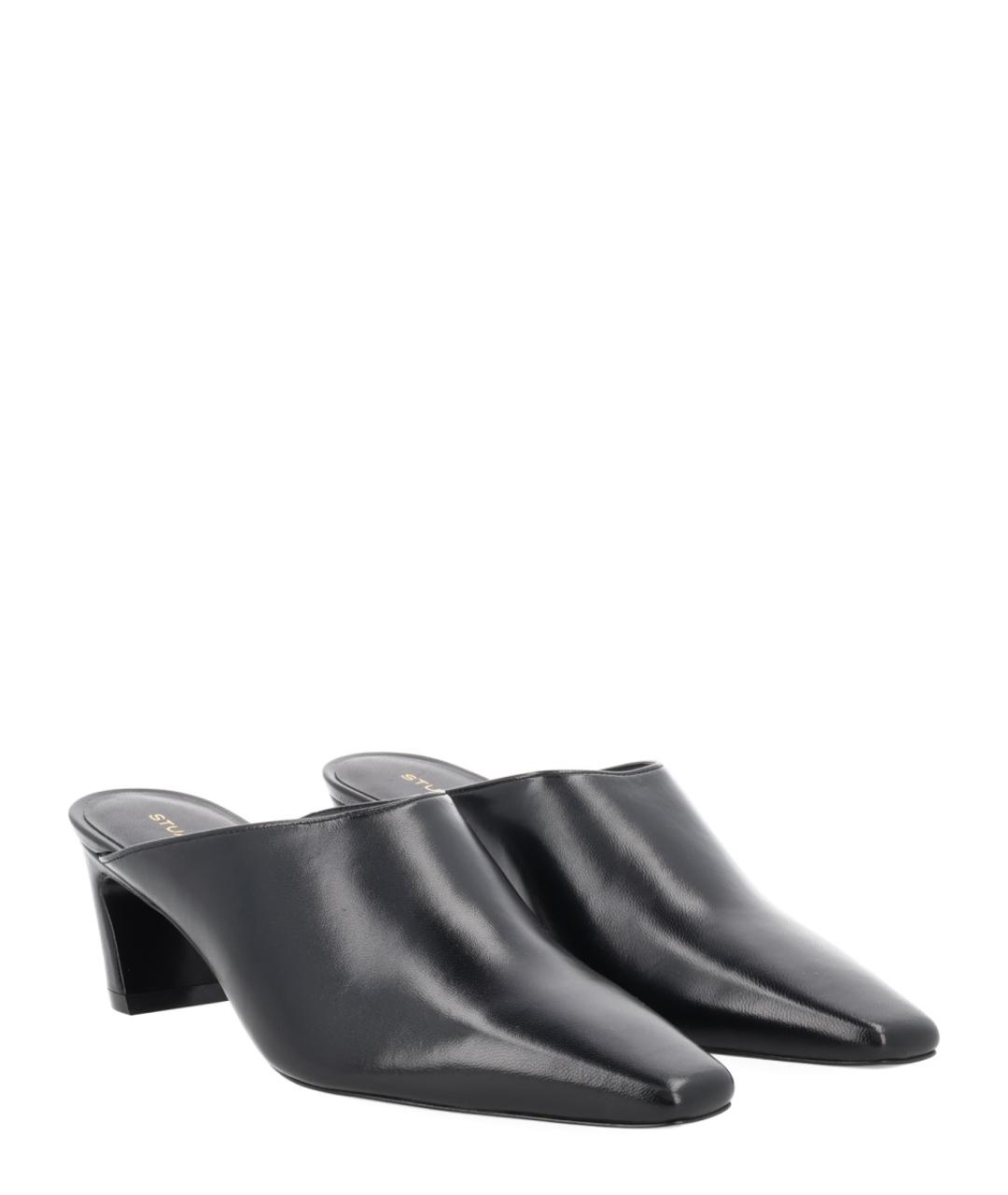 STUART WEITZMAN Черные кожаные мюли, фото 2