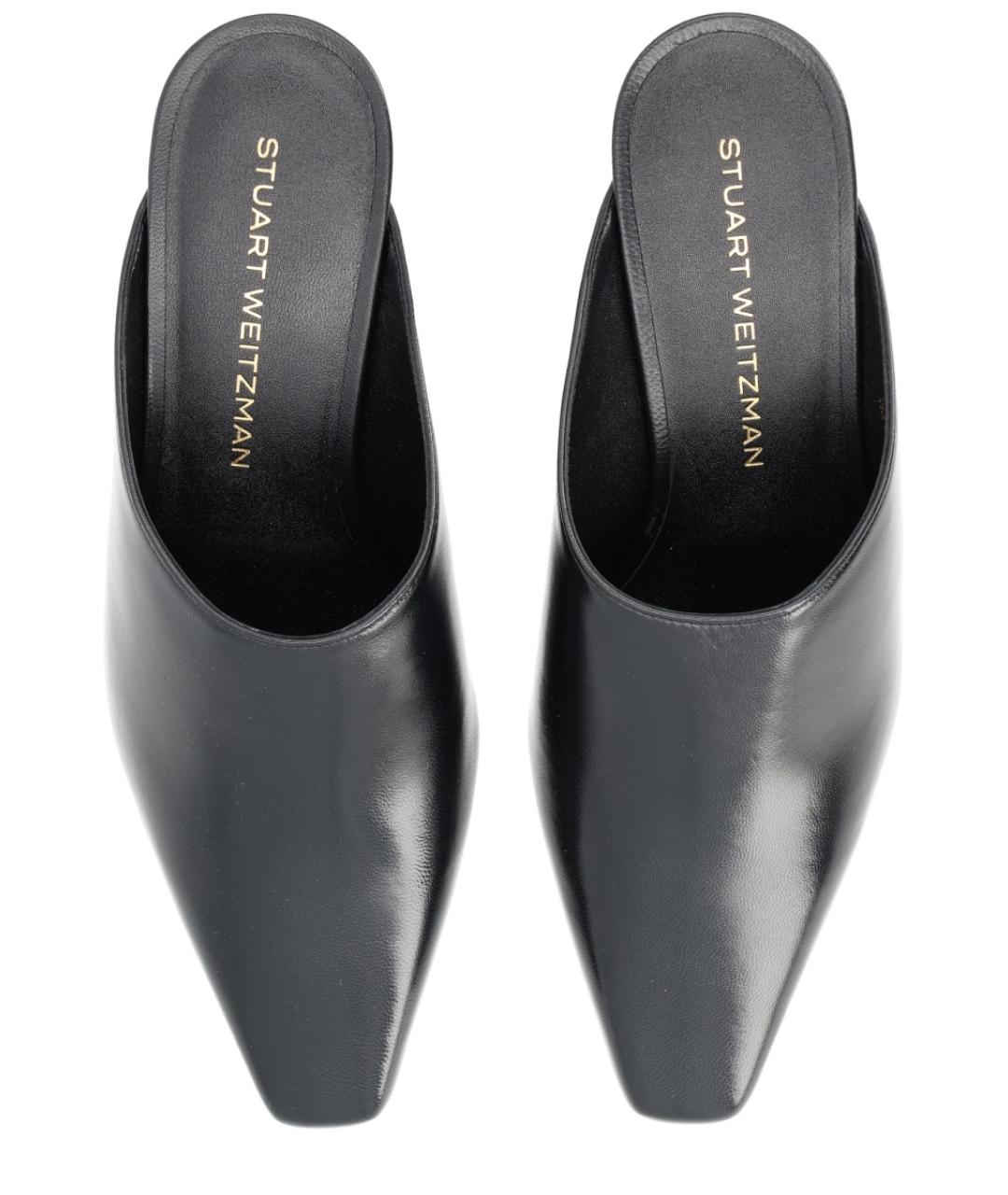 STUART WEITZMAN Черные кожаные мюли, фото 5