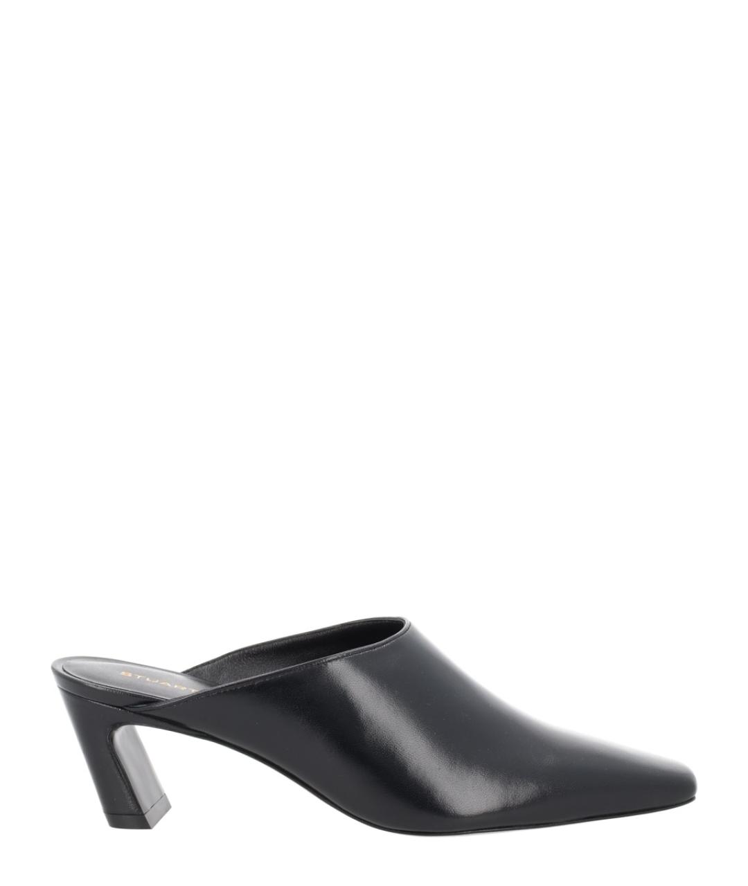 STUART WEITZMAN Черные кожаные мюли, фото 1