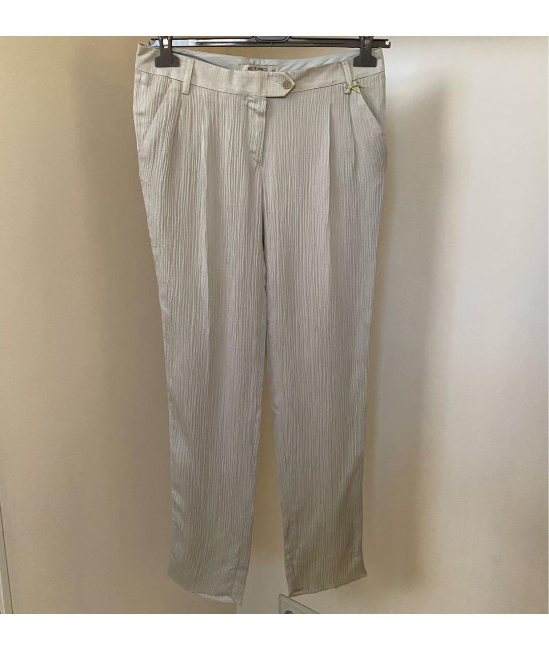 ETRO Бежевые вискозные прямые брюки, фото 5