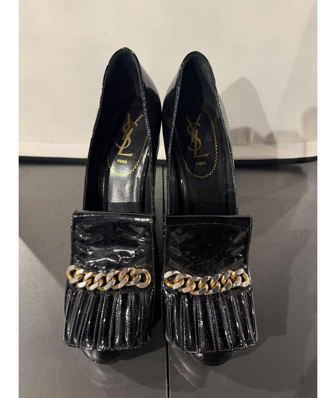 SAINT LAURENT Черные туфли из лакированной кожи, фото 2