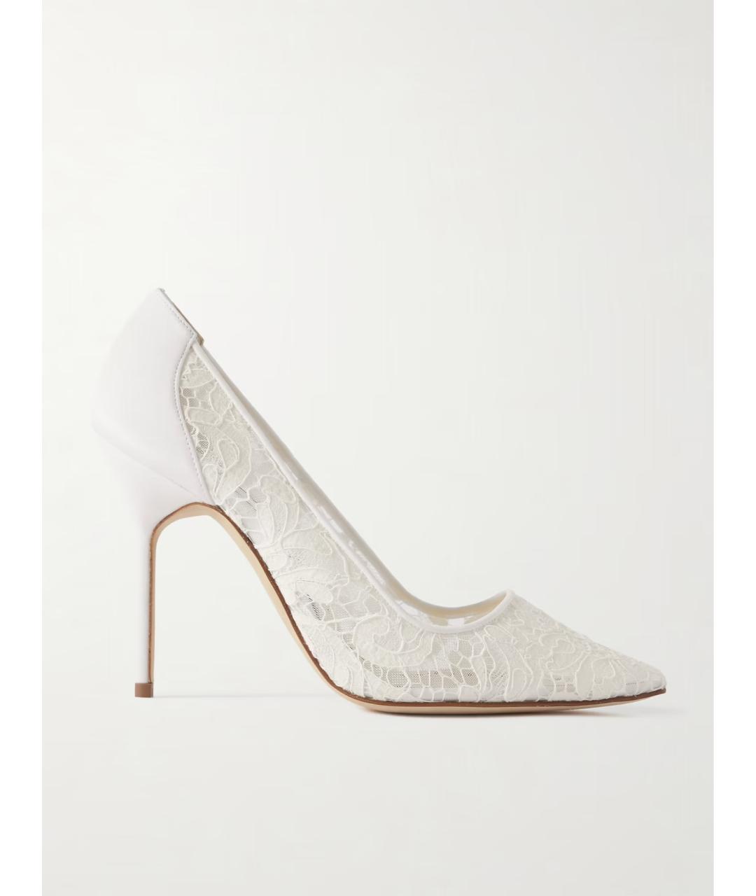 MANOLO BLAHNIK Белые текстильные туфли, фото 5