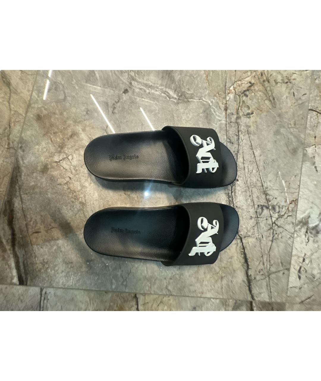 PALM ANGELS Черные резиновые шлепанцы, фото 3