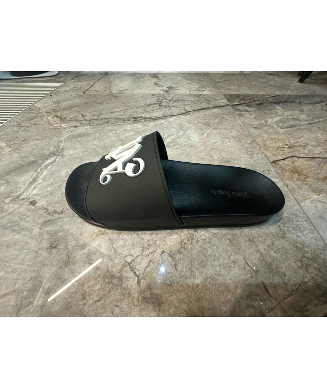 PALM ANGELS Черные резиновые шлепанцы, фото 5