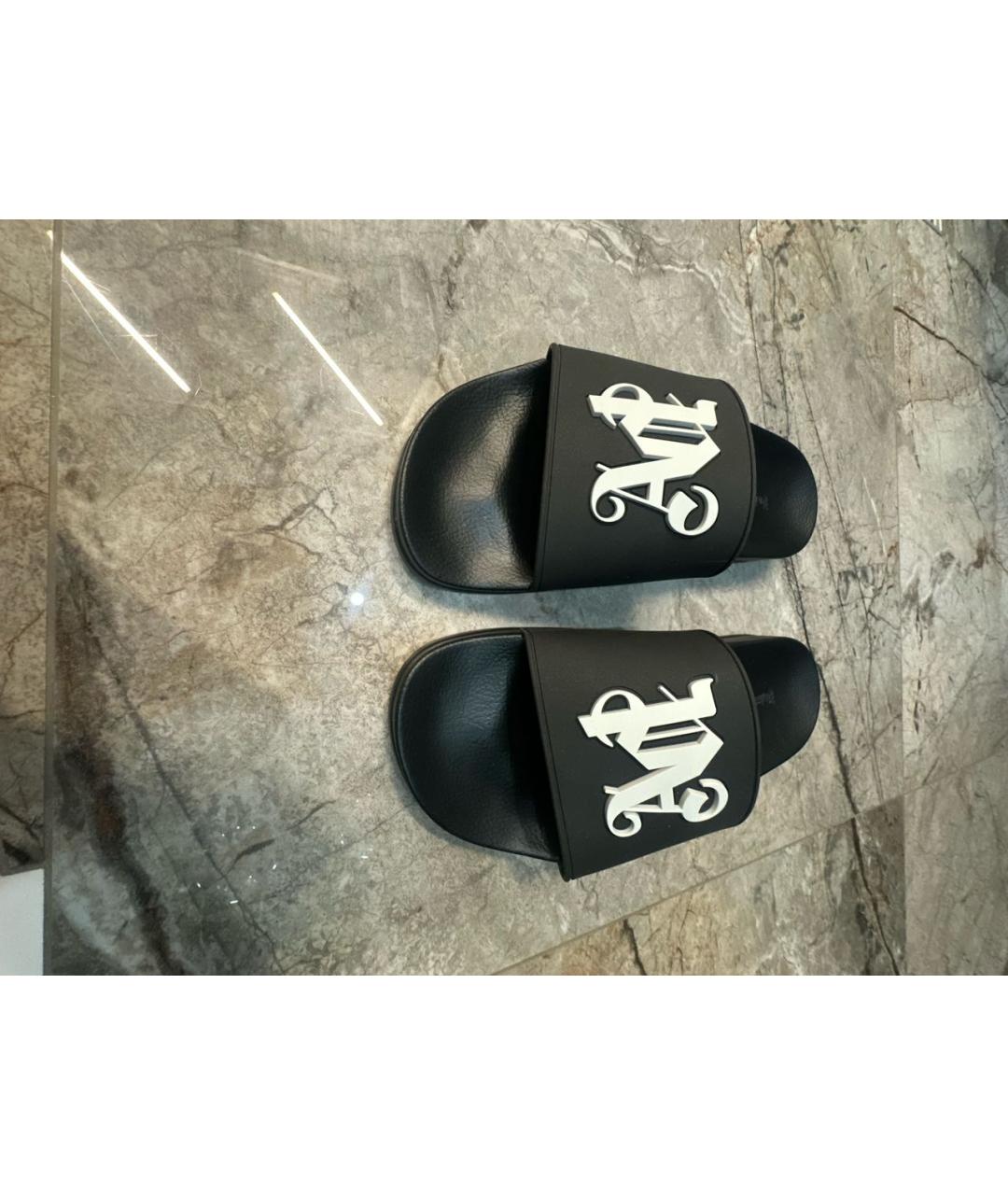 PALM ANGELS Черные резиновые шлепанцы, фото 2