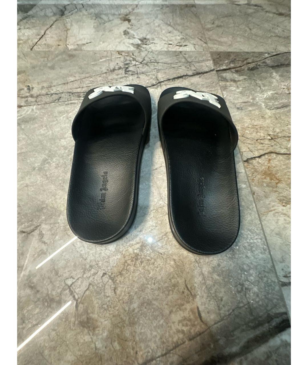 PALM ANGELS Черные резиновые шлепанцы, фото 4