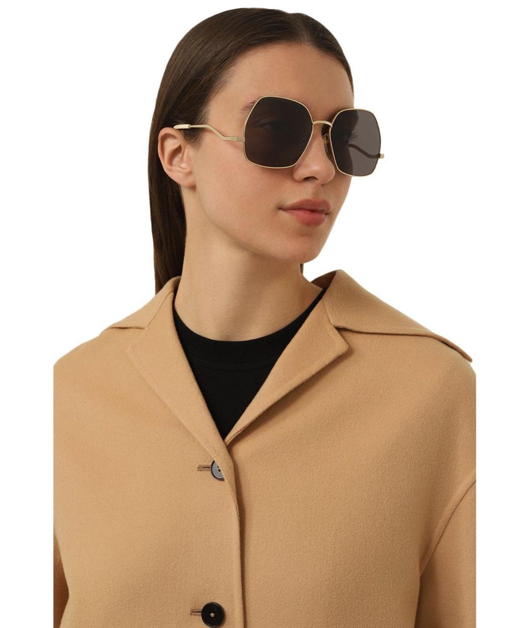 GUCCI Золотые металлические солнцезащитные очки, фото 2