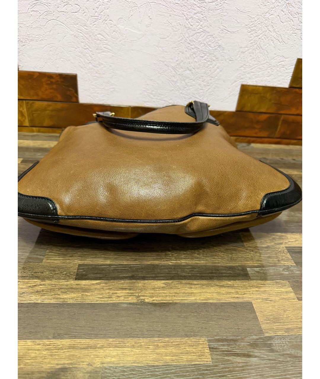 TOD'S Коричневая кожаная сумка с короткими ручками, фото 4