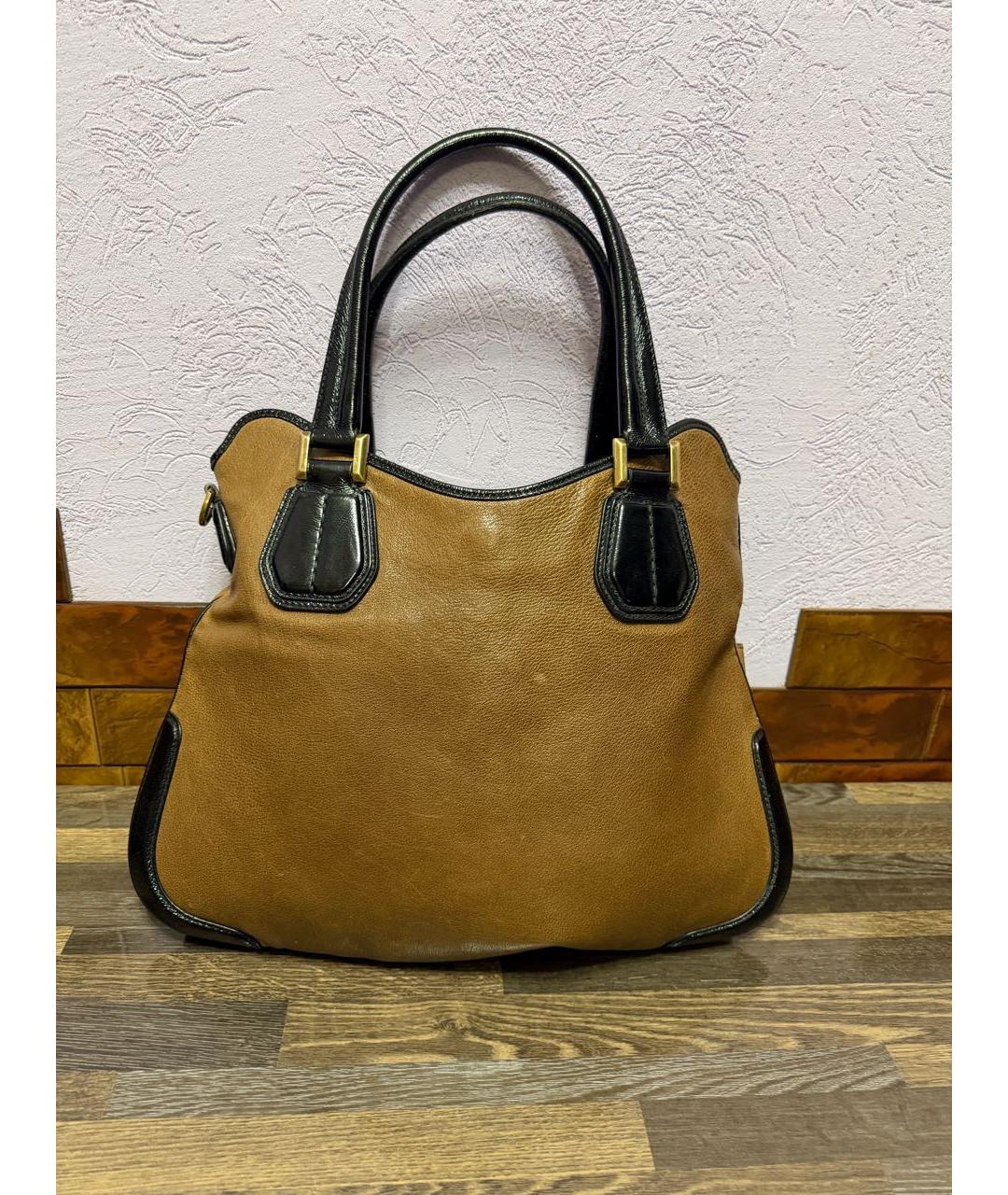 TOD'S Коричневая кожаная сумка с короткими ручками, фото 3