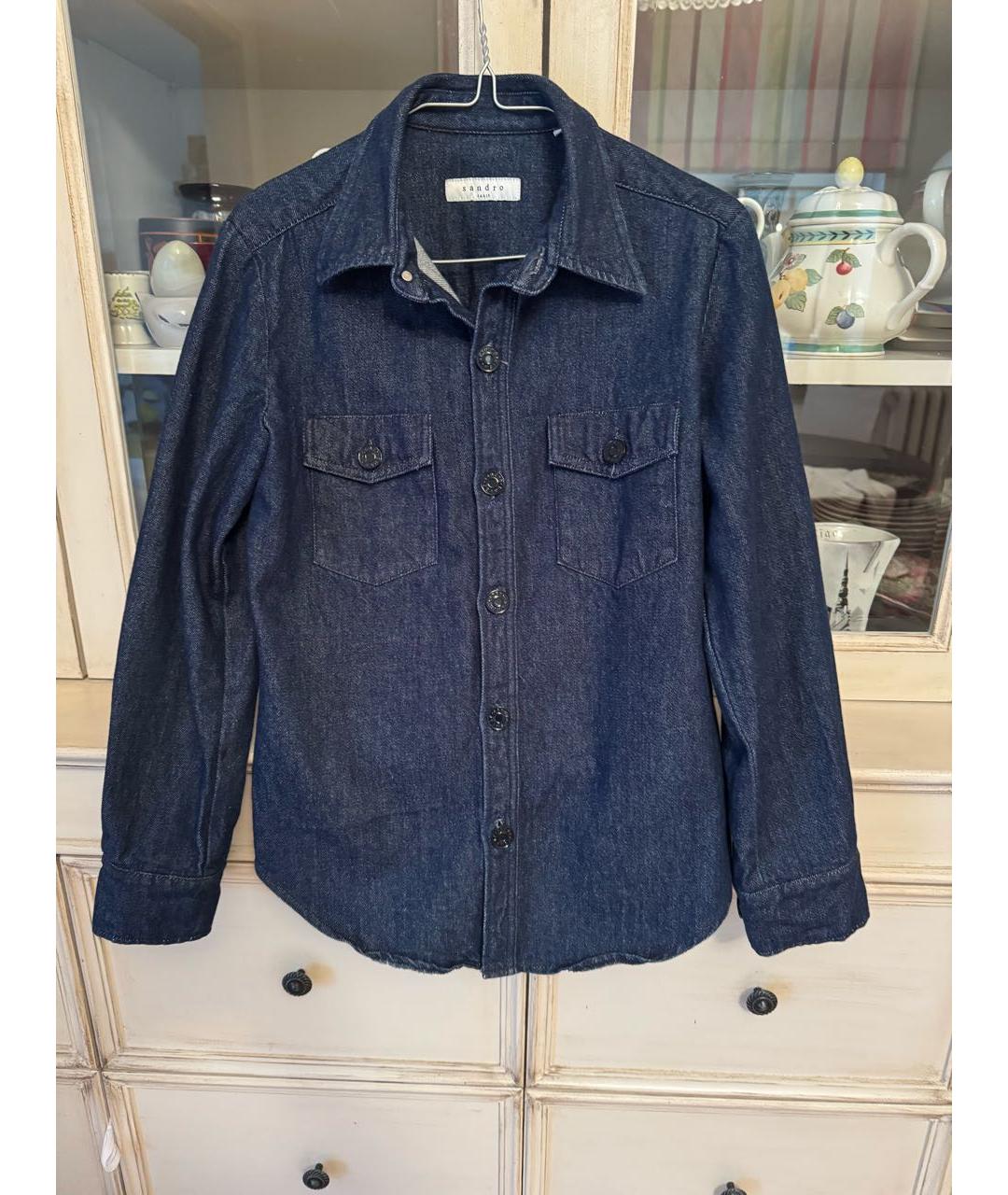 SANDRO Синяя деним рубашка, фото 5