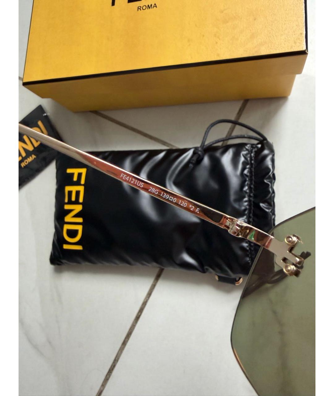 FENDI Золотые металлические солнцезащитные очки, фото 6