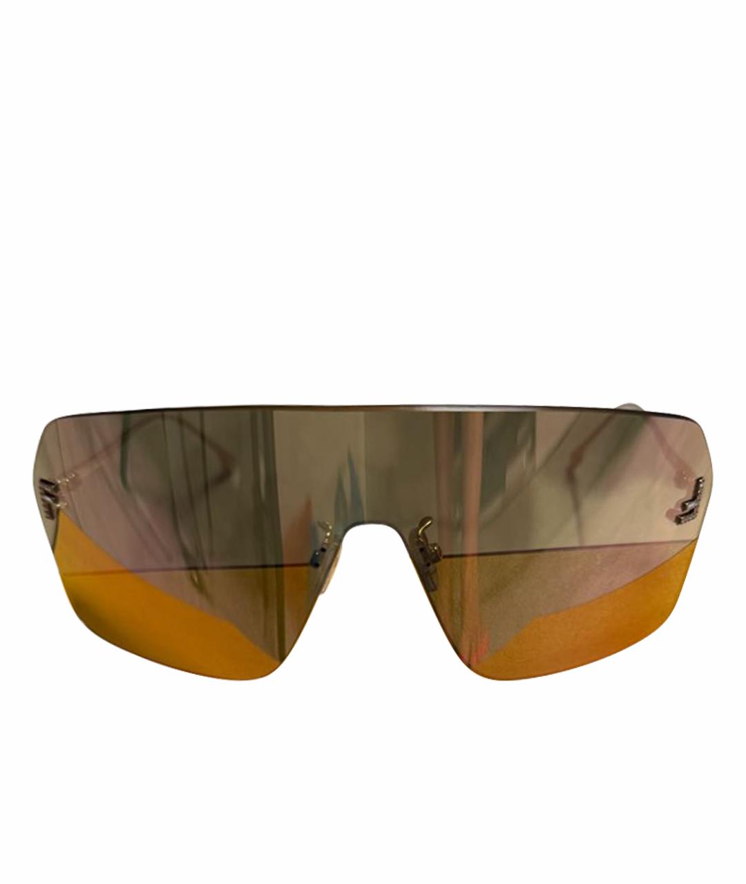 FENDI Золотые металлические солнцезащитные очки, фото 1