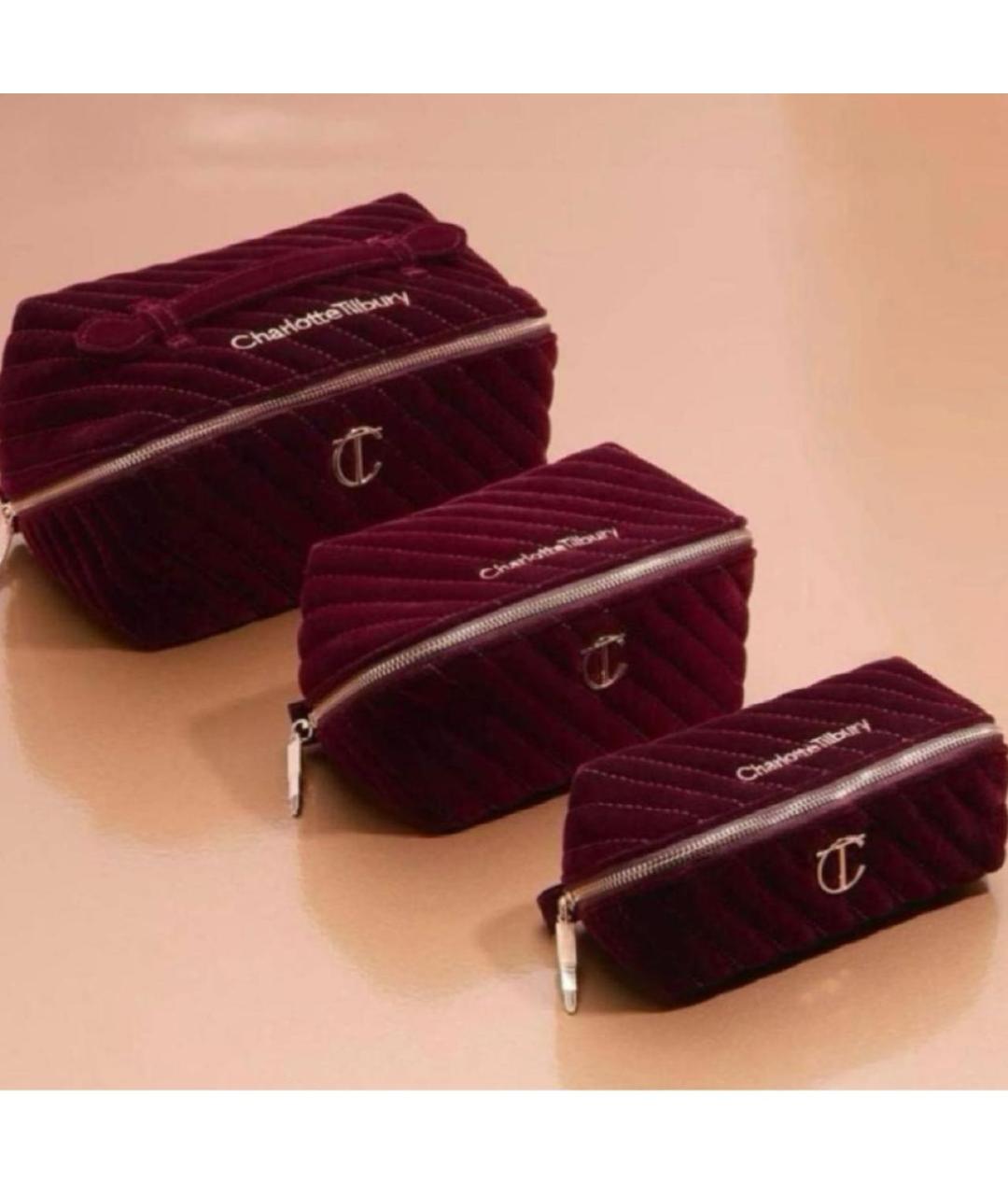 CHARLOTTE TILBURY Бордовая бархатная косметичка, фото 2