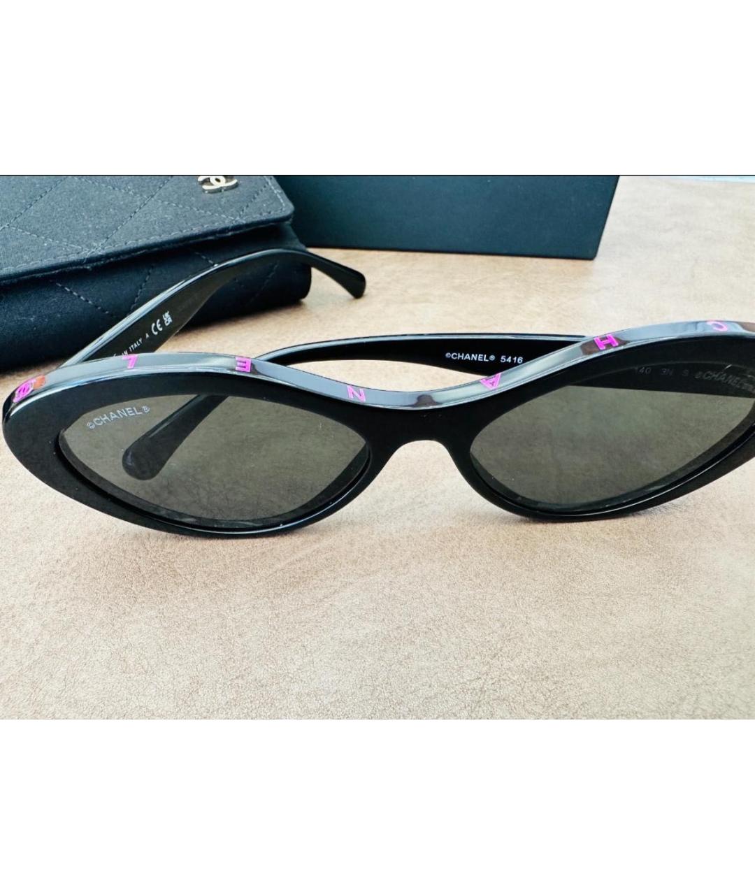 CHANEL Черные пластиковые солнцезащитные очки, фото 2