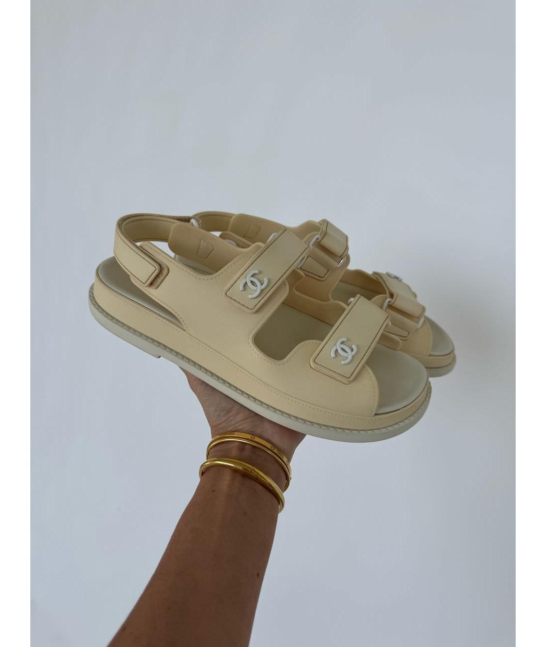 CHANEL Бежевые сандалии, фото 9