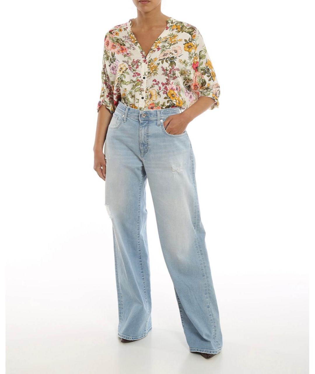 JACOB COHEN Голубые хлопко-эластановые прямые джинсы, фото 2