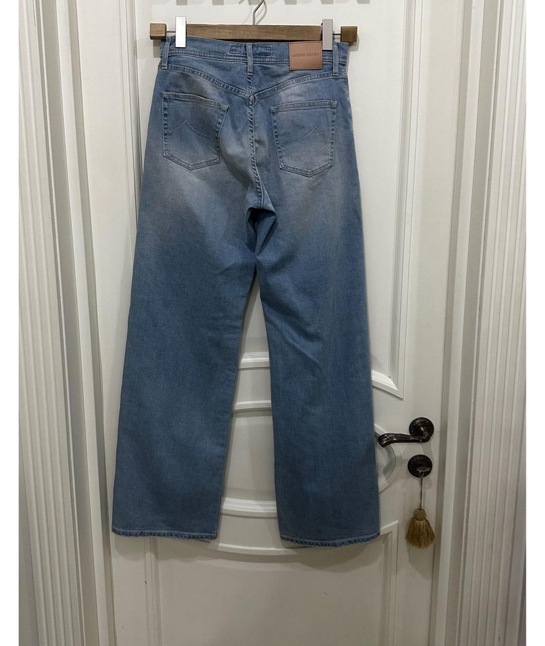 JACOB COHEN Голубые хлопко-эластановые прямые джинсы, фото 6