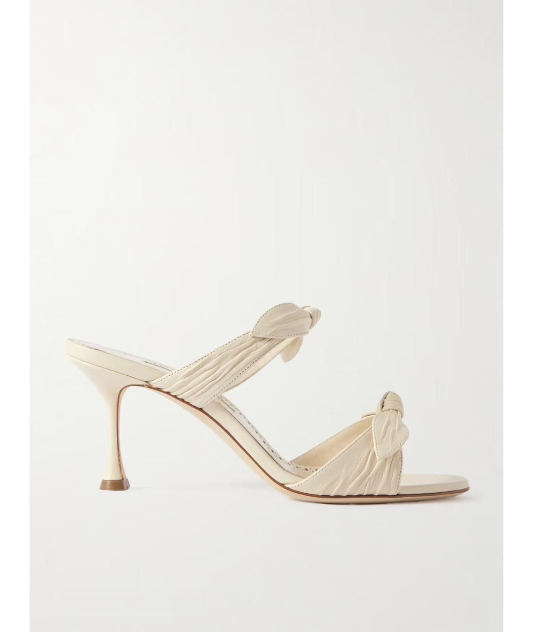 MANOLO BLAHNIK Бежевые кожаные мюли, фото 5