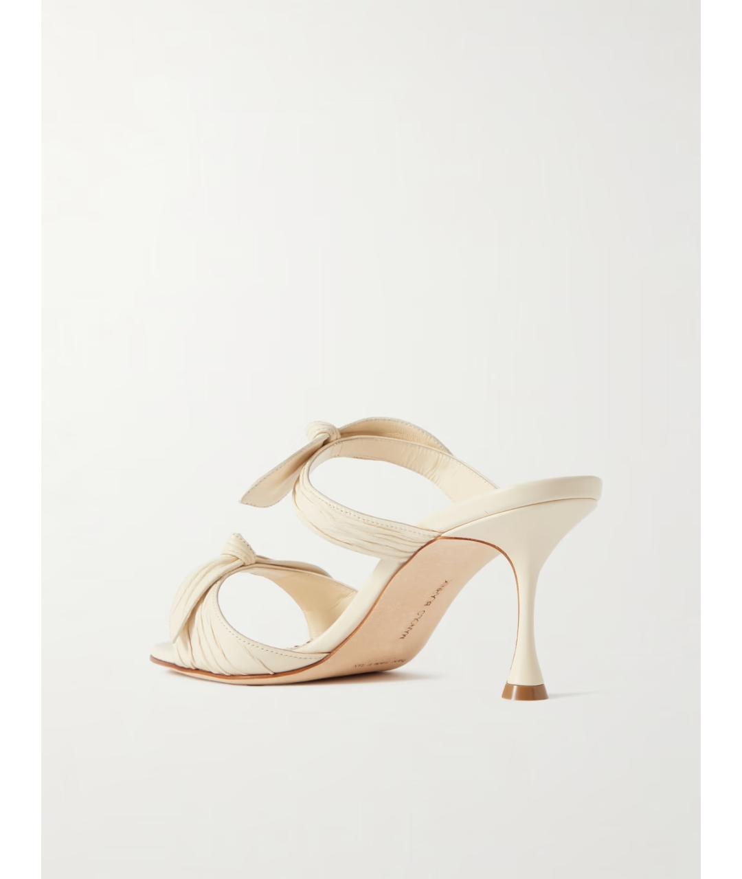 MANOLO BLAHNIK Бежевые кожаные мюли, фото 4