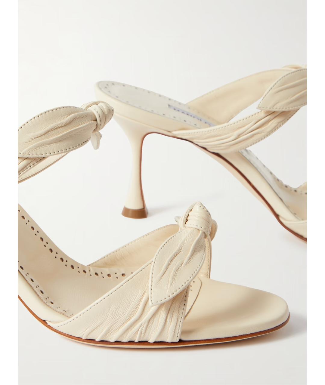 MANOLO BLAHNIK Бежевые кожаные мюли, фото 3