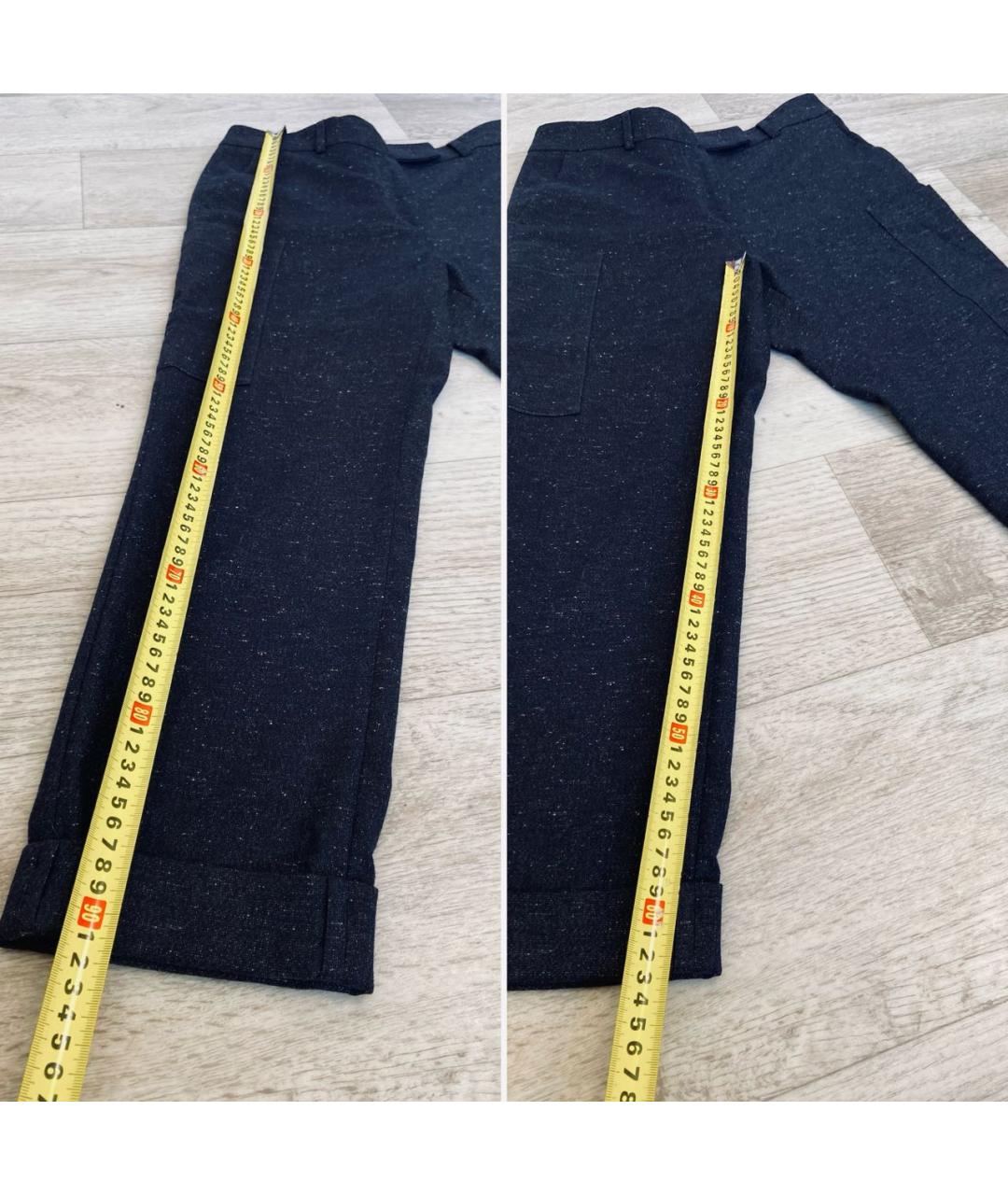 PESERICO Темно-синие шерстяные прямые брюки, фото 7