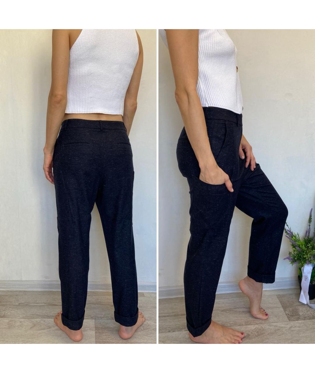 PESERICO Темно-синие шерстяные прямые брюки, фото 3