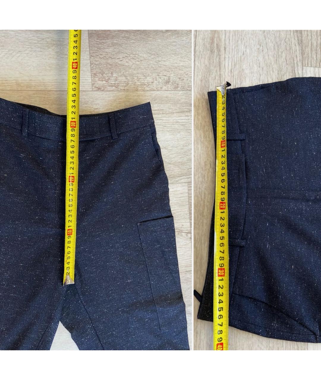 PESERICO Темно-синие шерстяные прямые брюки, фото 5