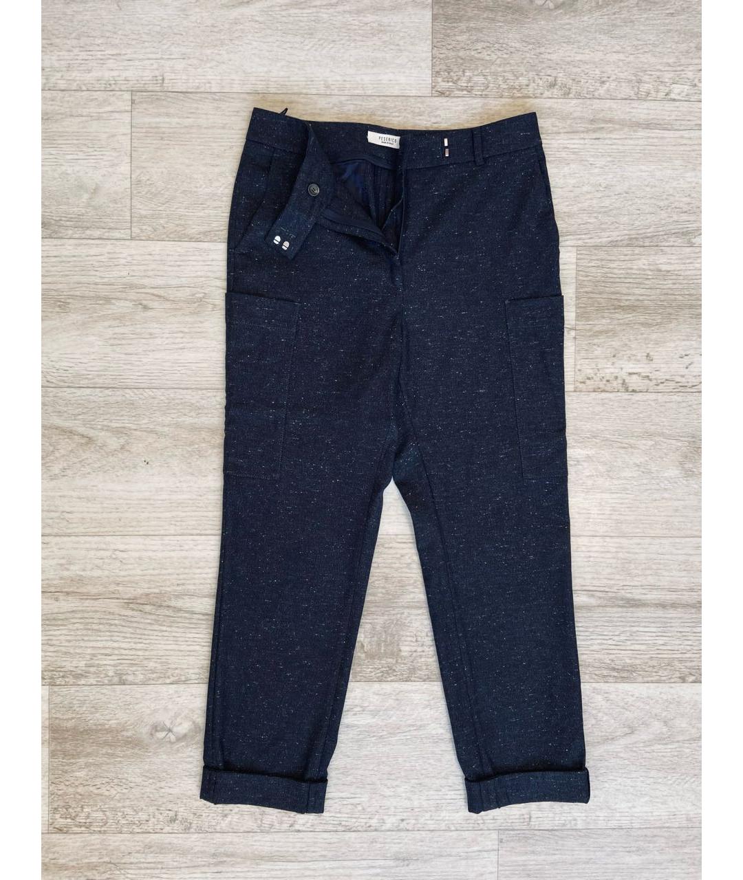 PESERICO Темно-синие шерстяные прямые брюки, фото 9