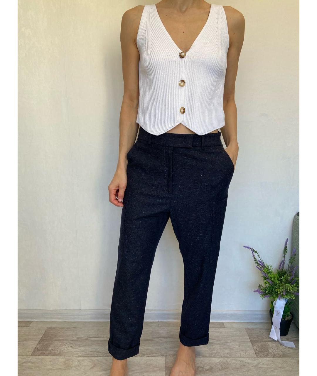 PESERICO Темно-синие шерстяные прямые брюки, фото 2