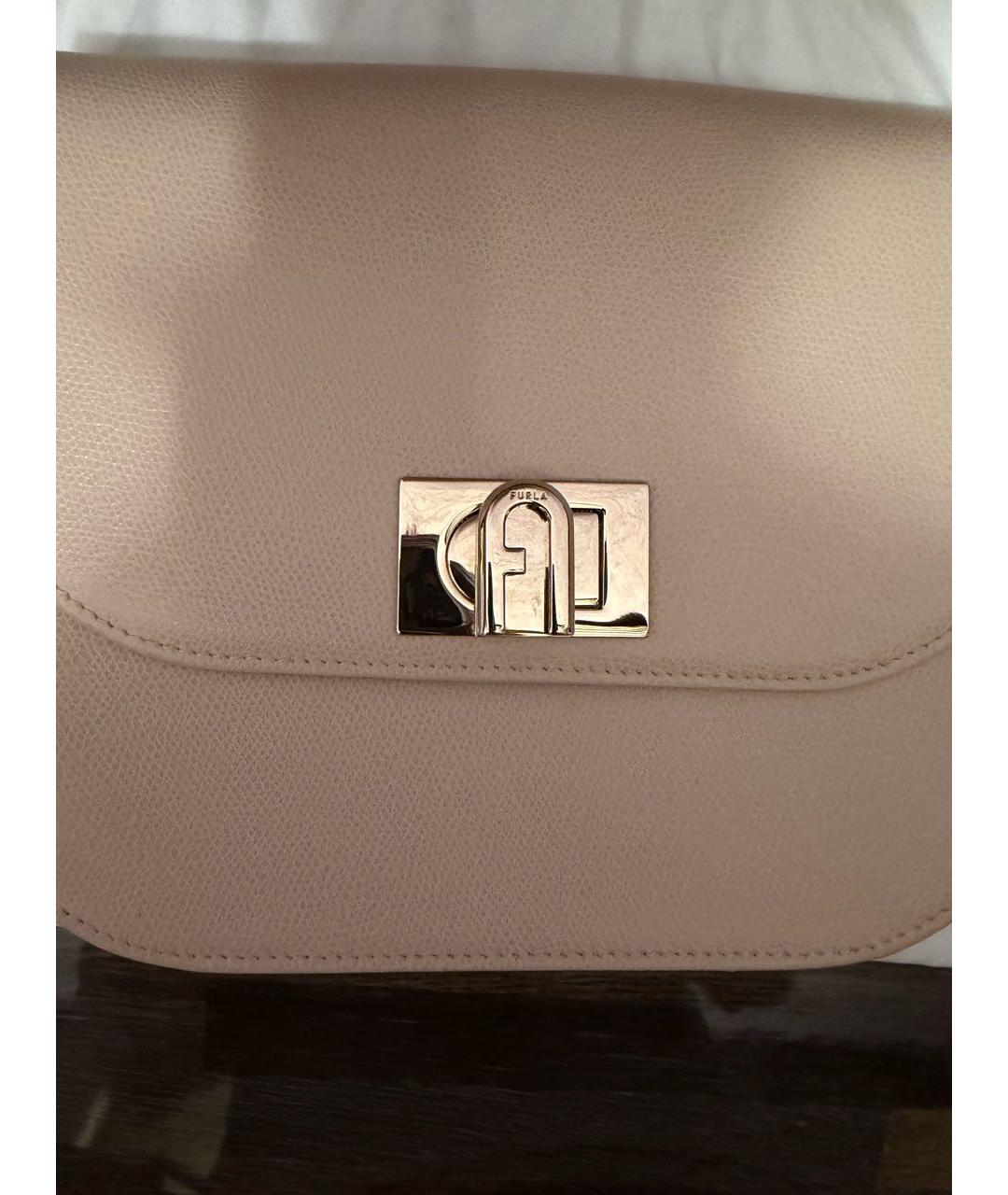 FURLA Бежевая кожаная сумка через плечо, фото 8