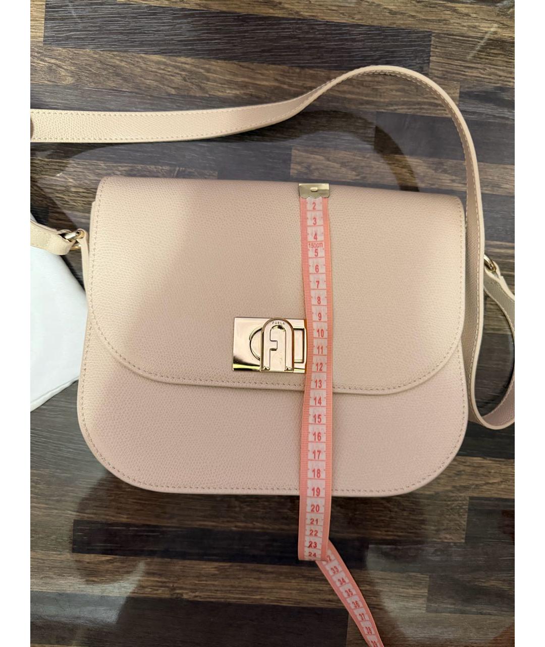 FURLA Бежевая кожаная сумка через плечо, фото 6