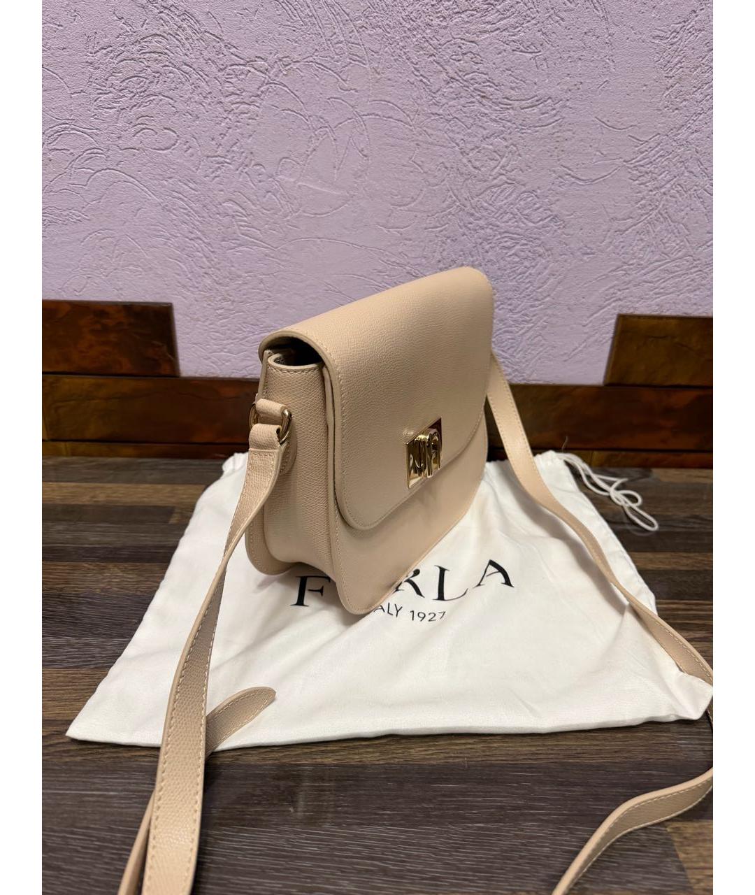 FURLA Бежевая кожаная сумка через плечо, фото 2
