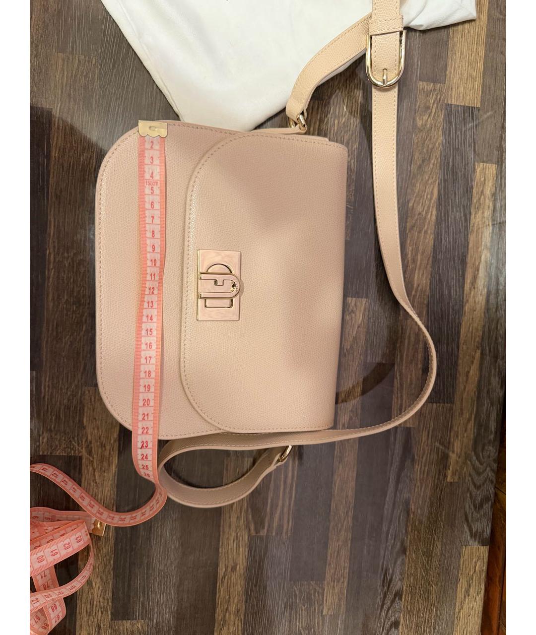 FURLA Бежевая кожаная сумка через плечо, фото 5