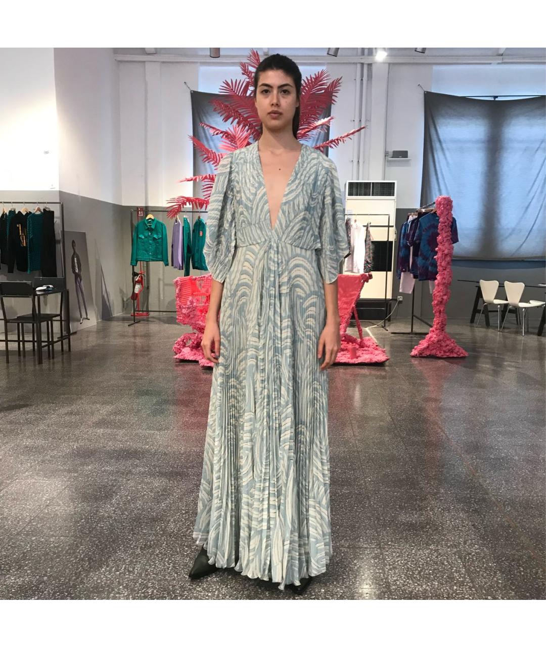 ERIKA CAVALLINI Голубое полиэстеровое вечернее платье, фото 4