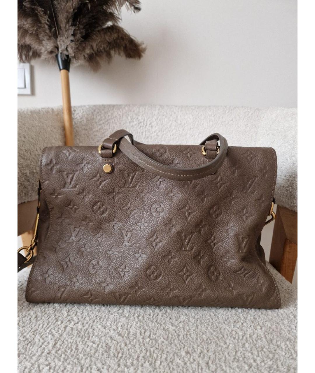 LOUIS VUITTON Коричневая кожаная сумка тоут, фото 3