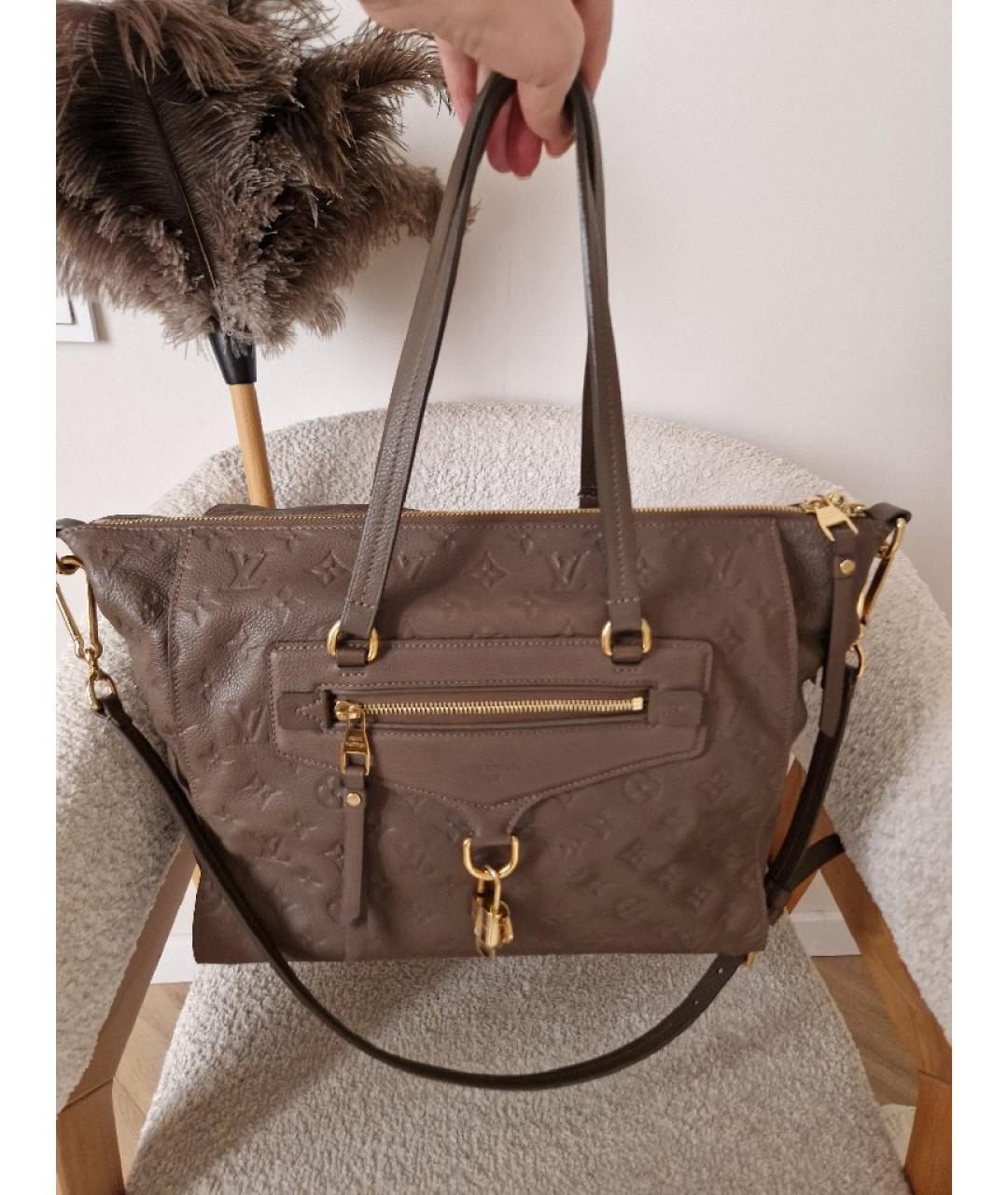 LOUIS VUITTON Коричневая кожаная сумка тоут, фото 10