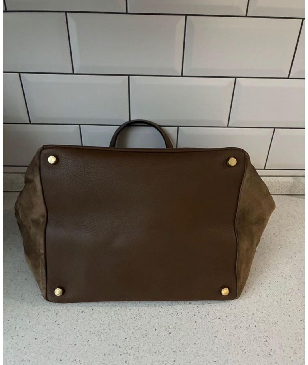 FENDI Коричневая кожаная сумка тоут, фото 3