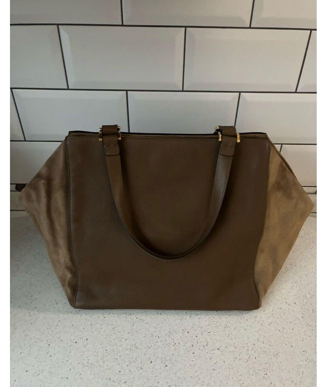 FENDI Коричневая кожаная сумка тоут, фото 4