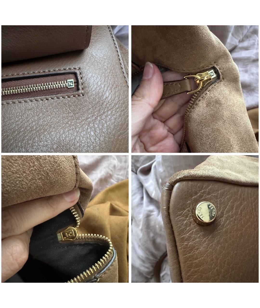 FENDI Коричневая кожаная сумка тоут, фото 8