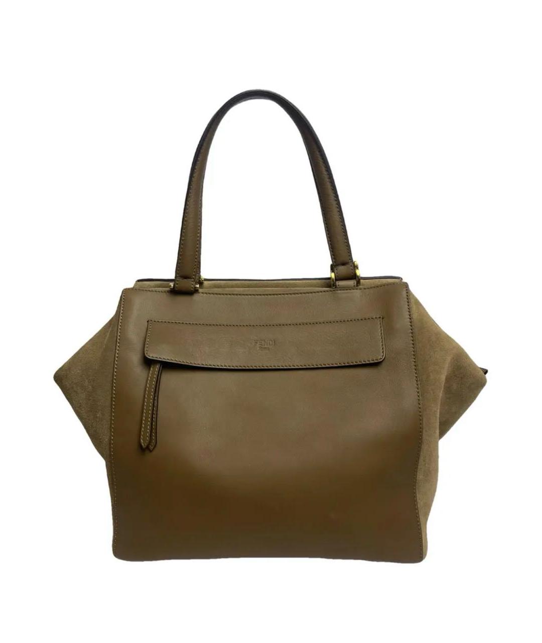 FENDI Коричневая кожаная сумка тоут, фото 1