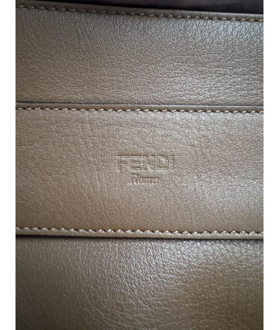 FENDI Коричневая кожаная сумка тоут, фото 6