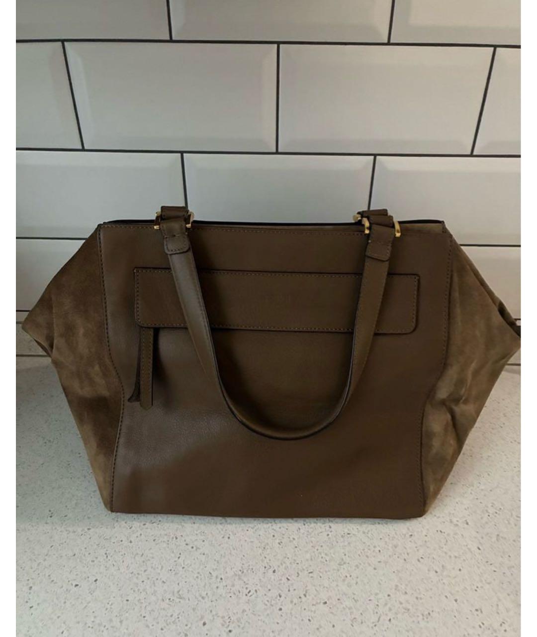 FENDI Коричневая кожаная сумка тоут, фото 2