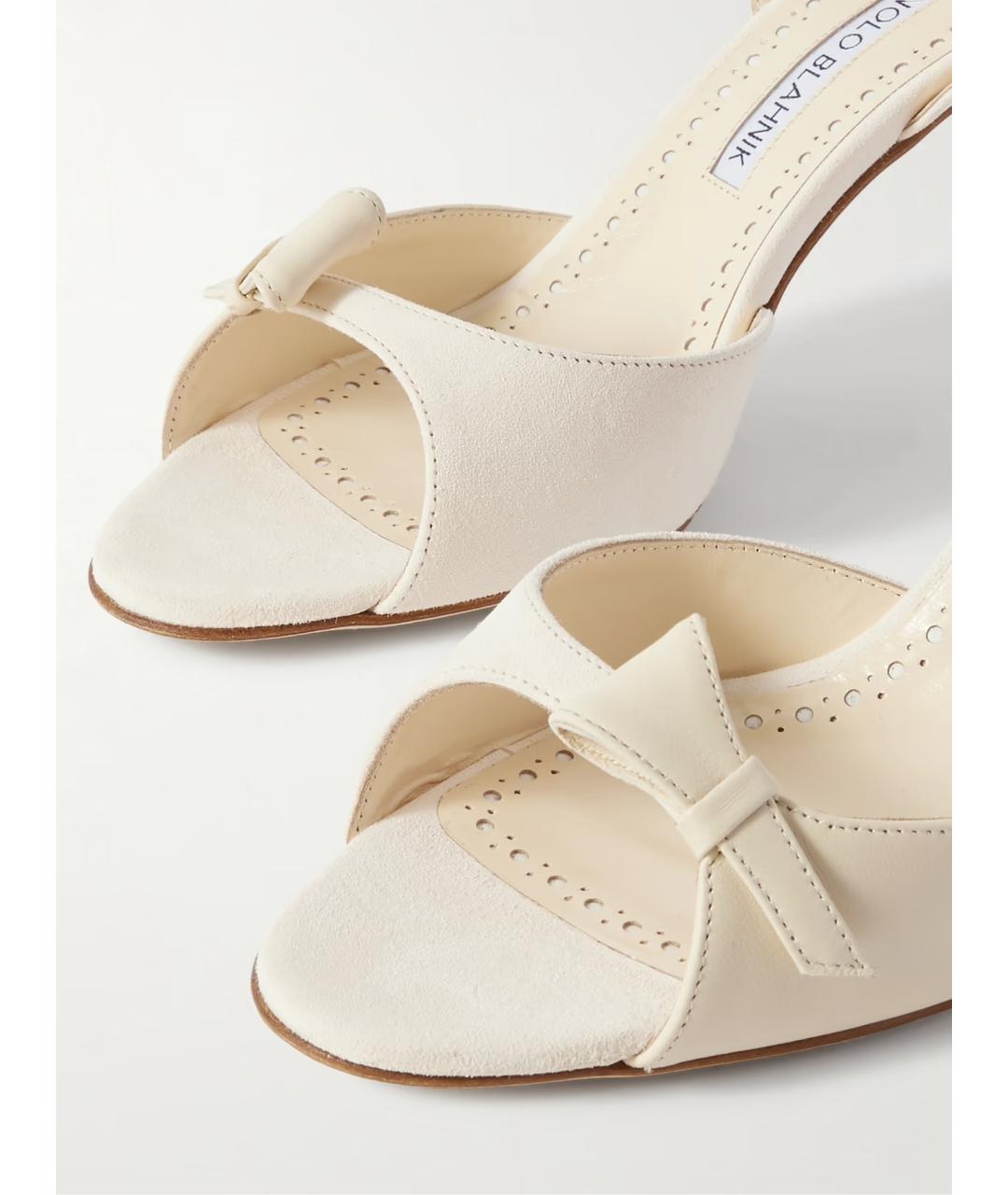 MANOLO BLAHNIK Бежевые кожаные босоножки, фото 3