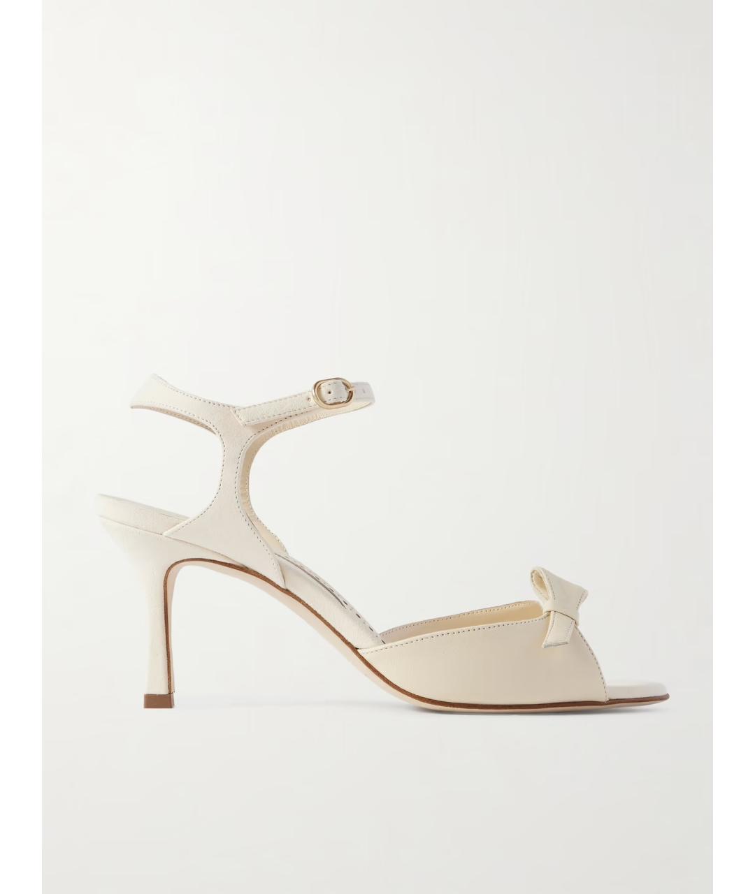 MANOLO BLAHNIK Бежевые кожаные босоножки, фото 5